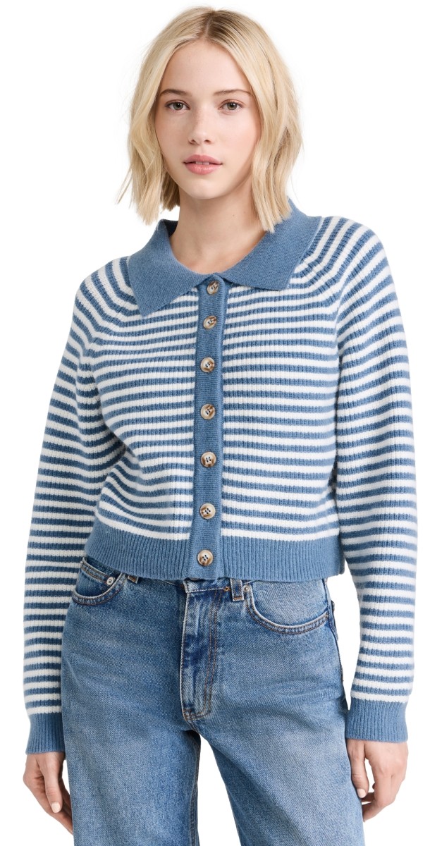Marea Coastal Stripe Cardigan Blue