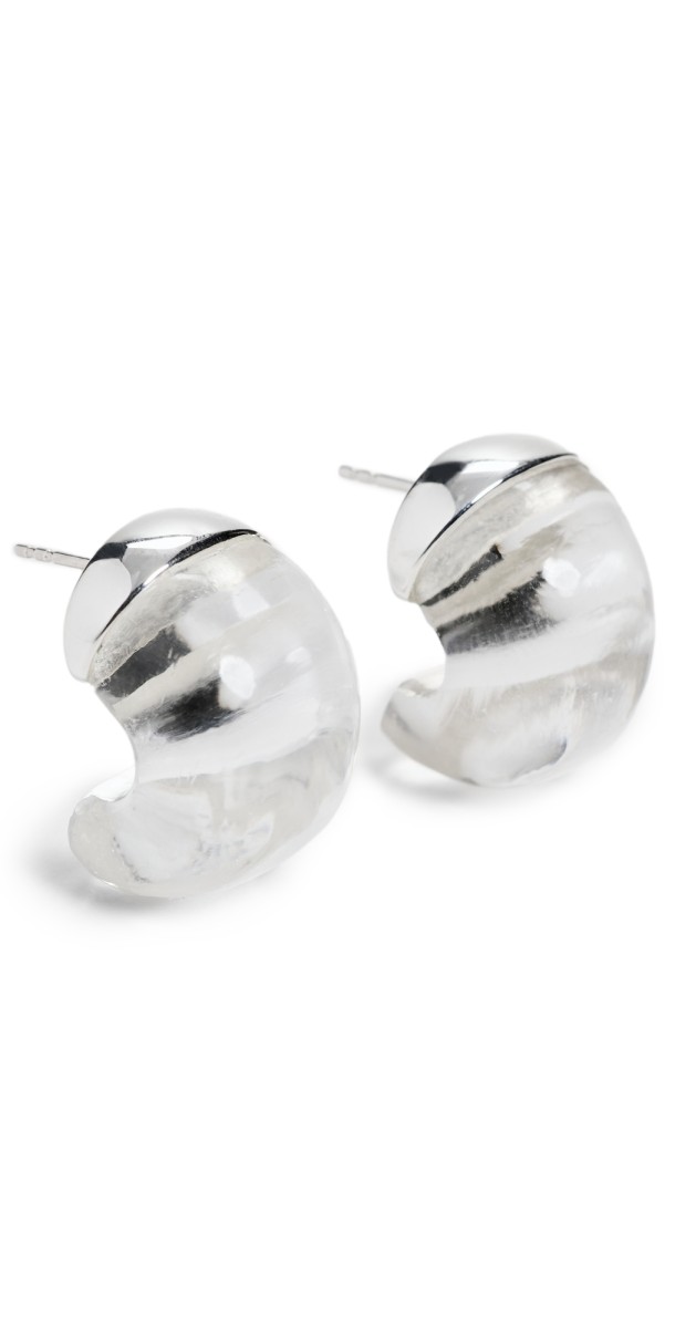 Annika Inez Large Crystal Quartz Hoops Silver/Clear Quart