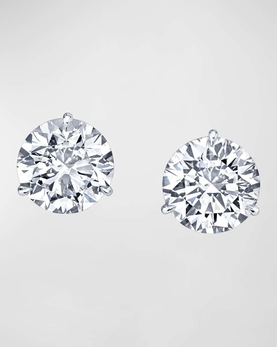 18K White Gold 3-Prong Diamond Martini Stud Earrings, 5tcw, 0.33"L / 0.33"W