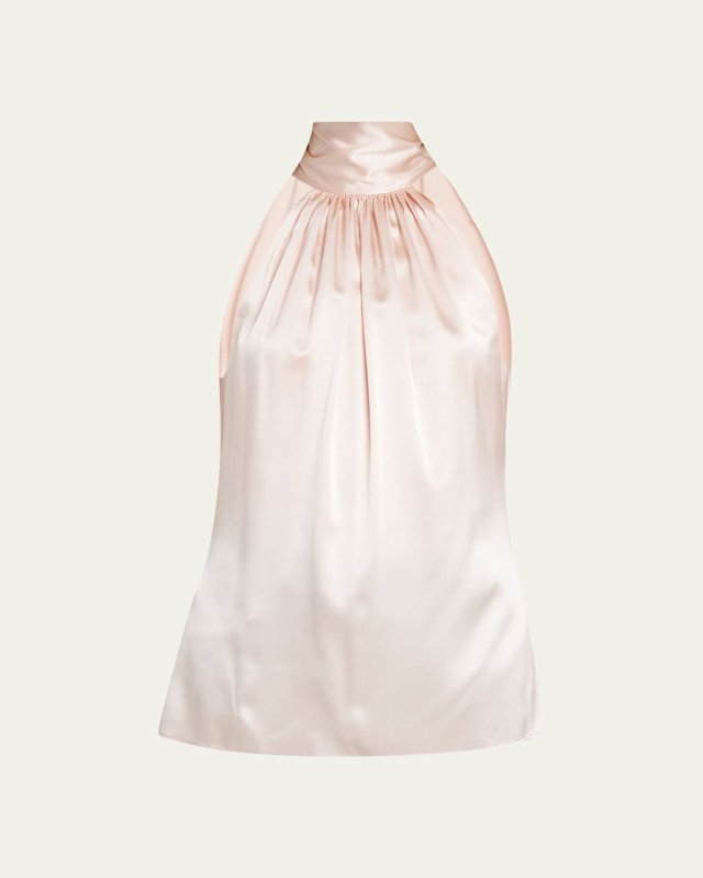 Lori Tie-Neck Silk Halter Top