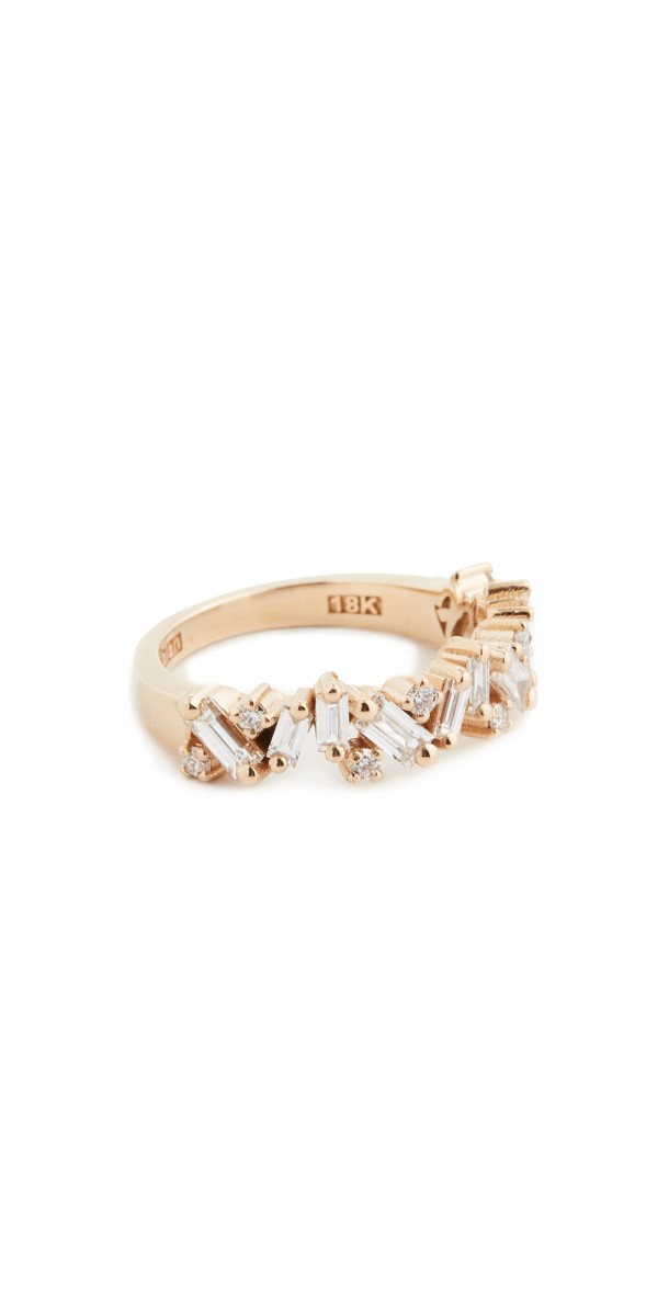 Suzanne Kalan 18k Gold Fireworks New Classic Mix Half Eternity Band Yellow Gold