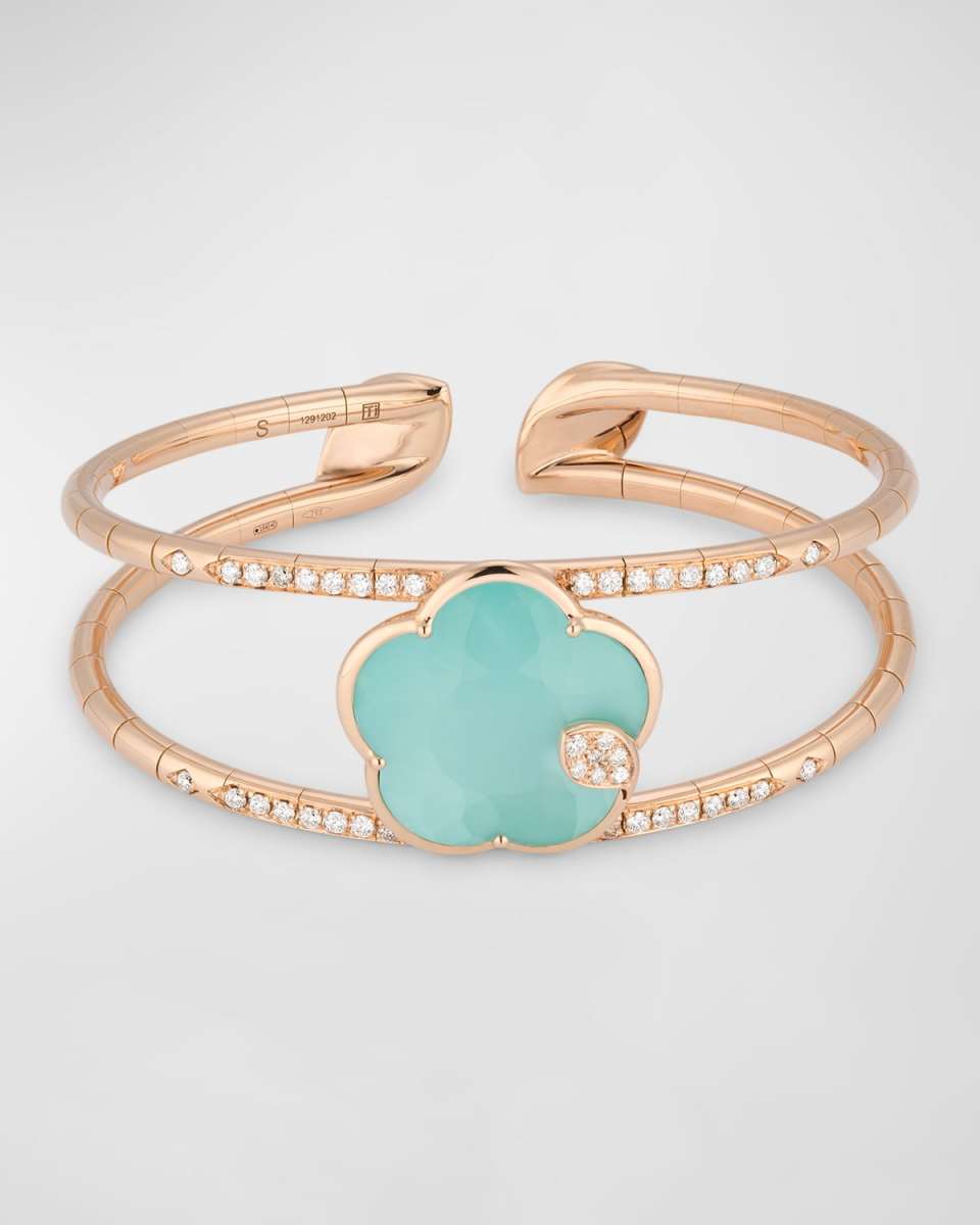18k Rose Gold Cuff Bracelet with Diamonds