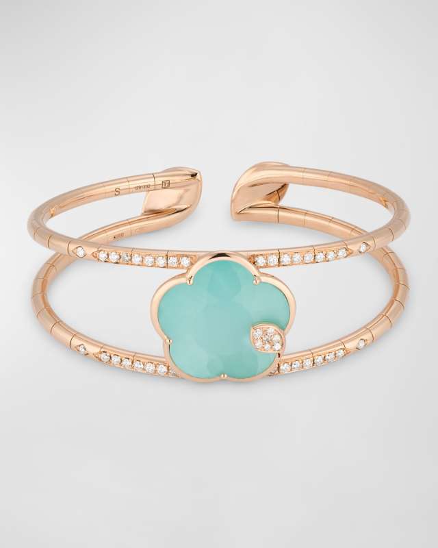 18k Rose Gold Cuff Bracelet with Diamonds