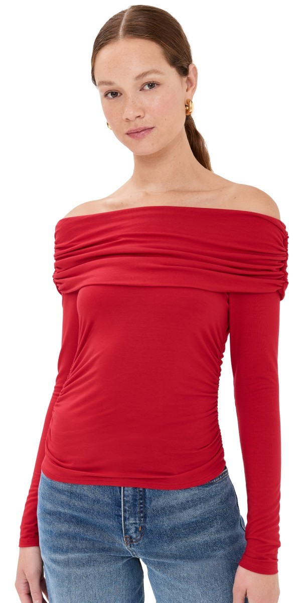 Reformation Florentina Knit Top Lipstick