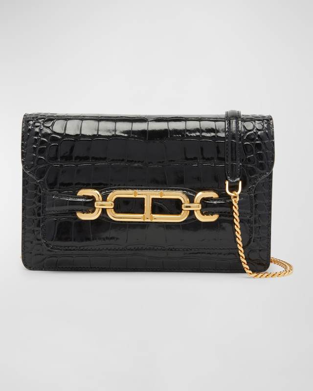 Small Shoulder Bag in Stamped Croc Leather