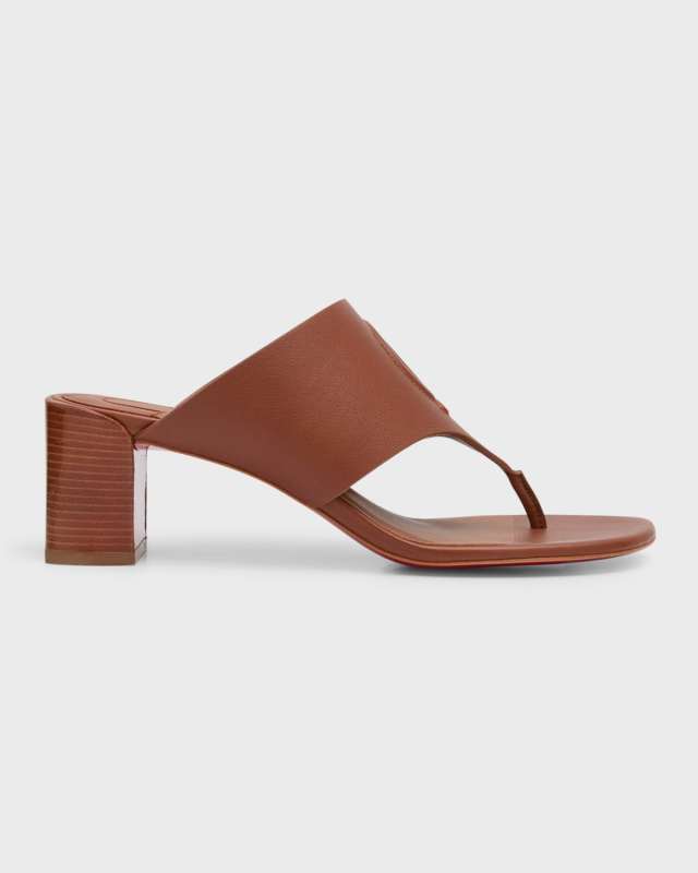 Leather Logo Red Sole Thong Slide Sandals