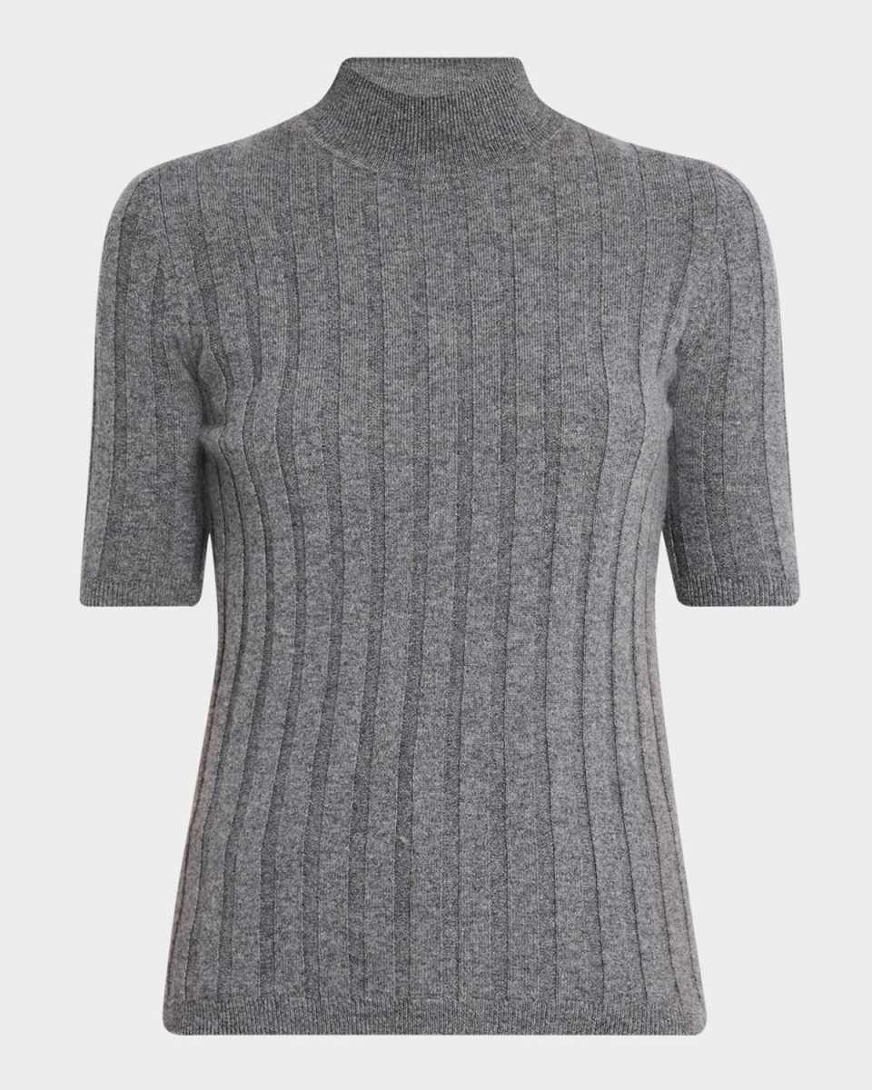 Cashmere Ribbed Mock Neck Sweater