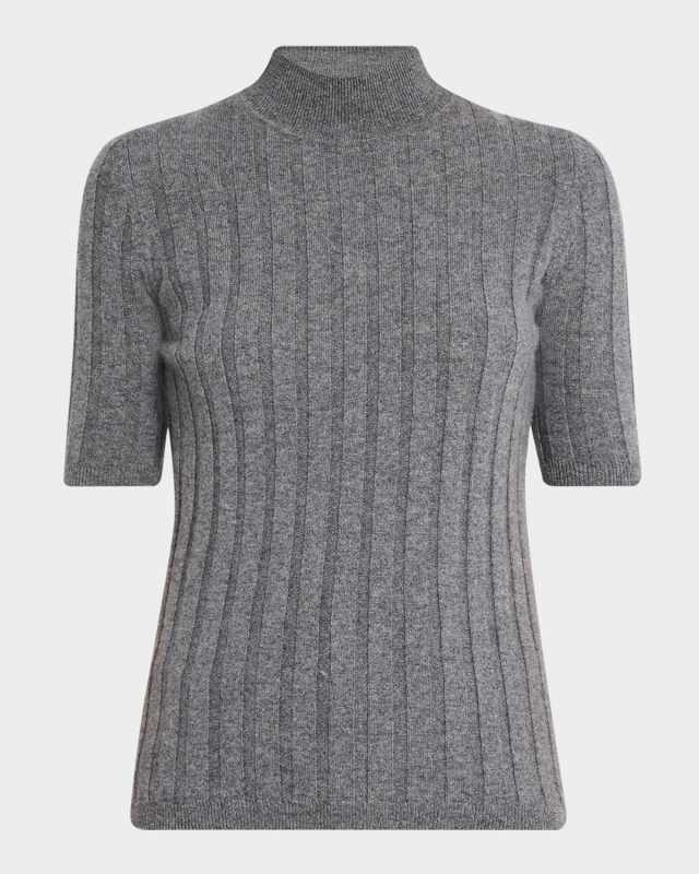 Cashmere Ribbed Mock Neck Sweater