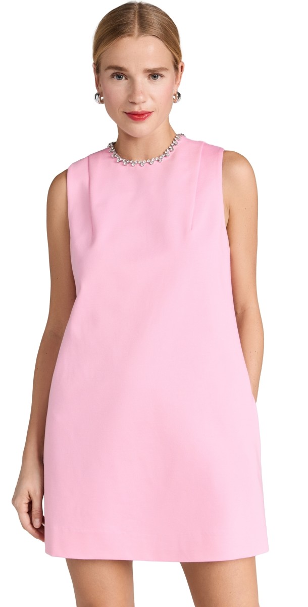 AREA Crystal Heart Back Dress White