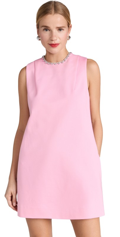 AREA Crystal Heart Back Dress White