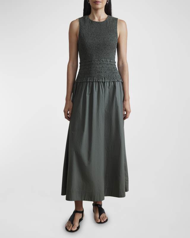 Siempre Smocked Organic Cotton Maxi Dress