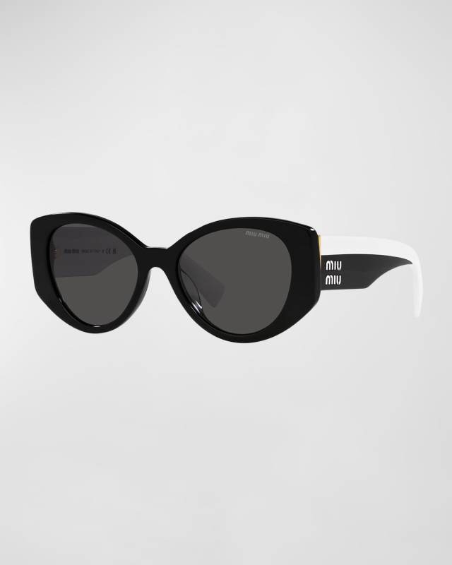 Two-Tone Logo Acetate Cat-Eye Sunglasses