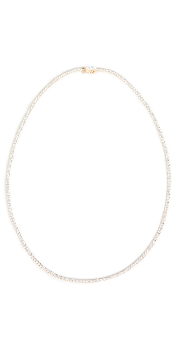 By Adina Eden Classic Thin Tennis Necklace Gold
