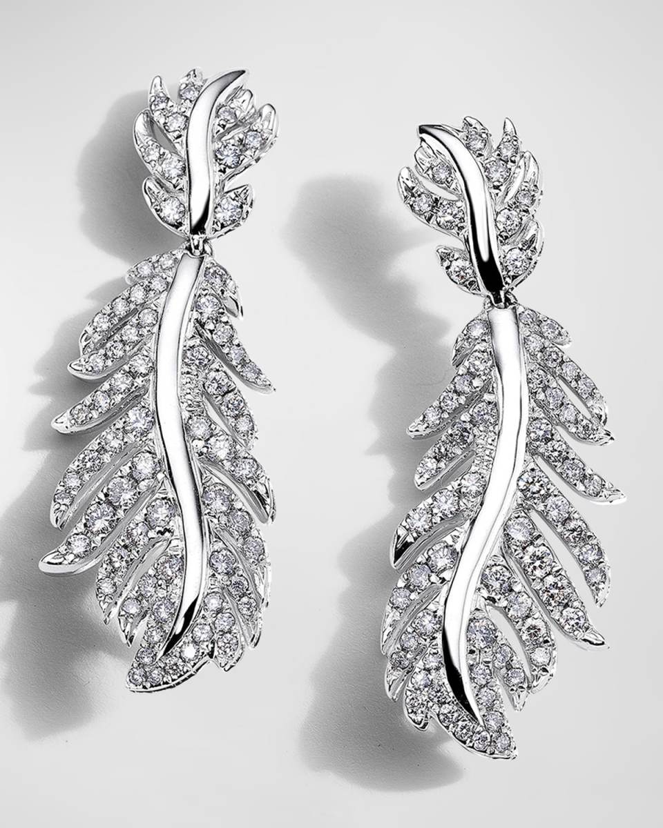 Phoenix 18k White Gold Diamond Wavy Earrings