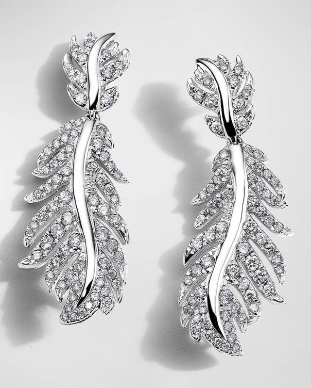 Phoenix 18k White Gold Diamond Wavy Earrings