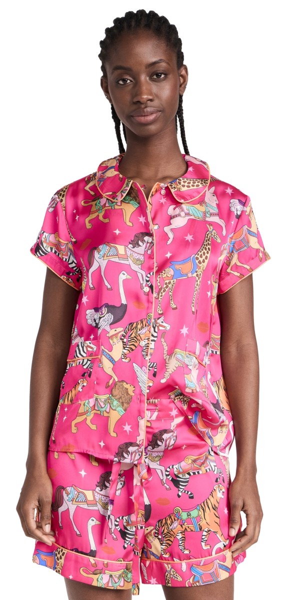 Karen Mabon Carousel PJ Set Red Pink