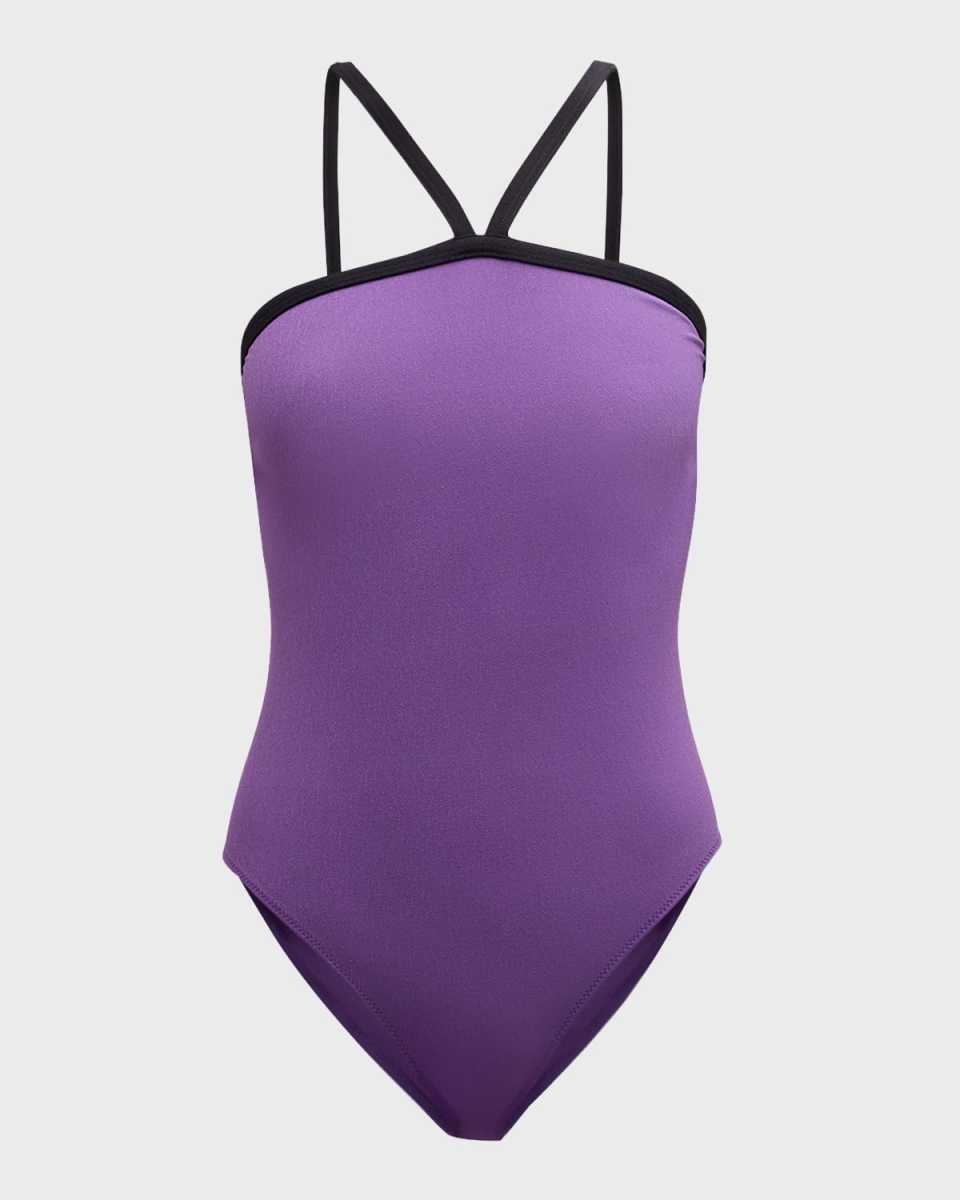 Contrast Piping One-Piece Swimsuit