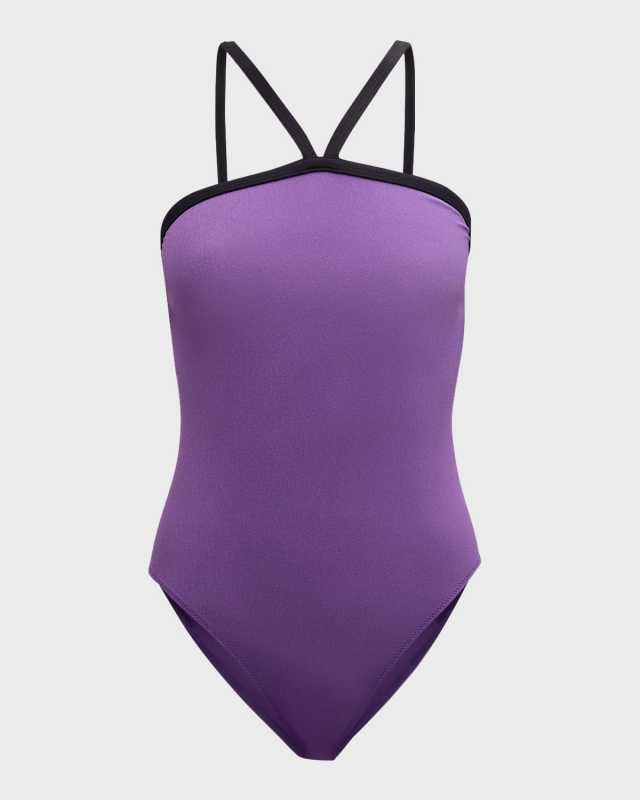 Contrast Piping One-Piece Swimsuit