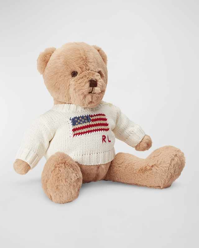 Kid's Small Flag Sweater Plush Polo Teddy Bear