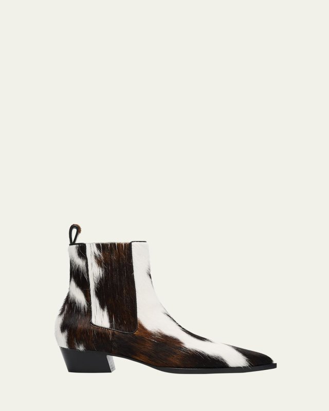 Cheliviss Calf Hair Red Sole Ankle Boots