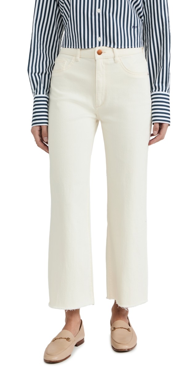 DL1961 Hepburn Wide Leg High Rise Jeans Eggshell