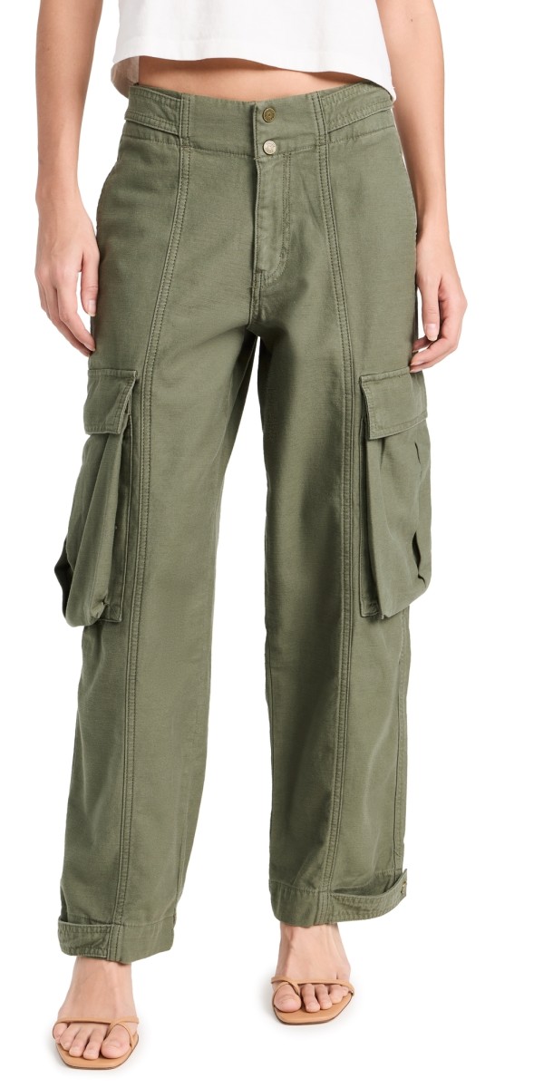 FRAME Wide Leg Cargo Trousers Poblano