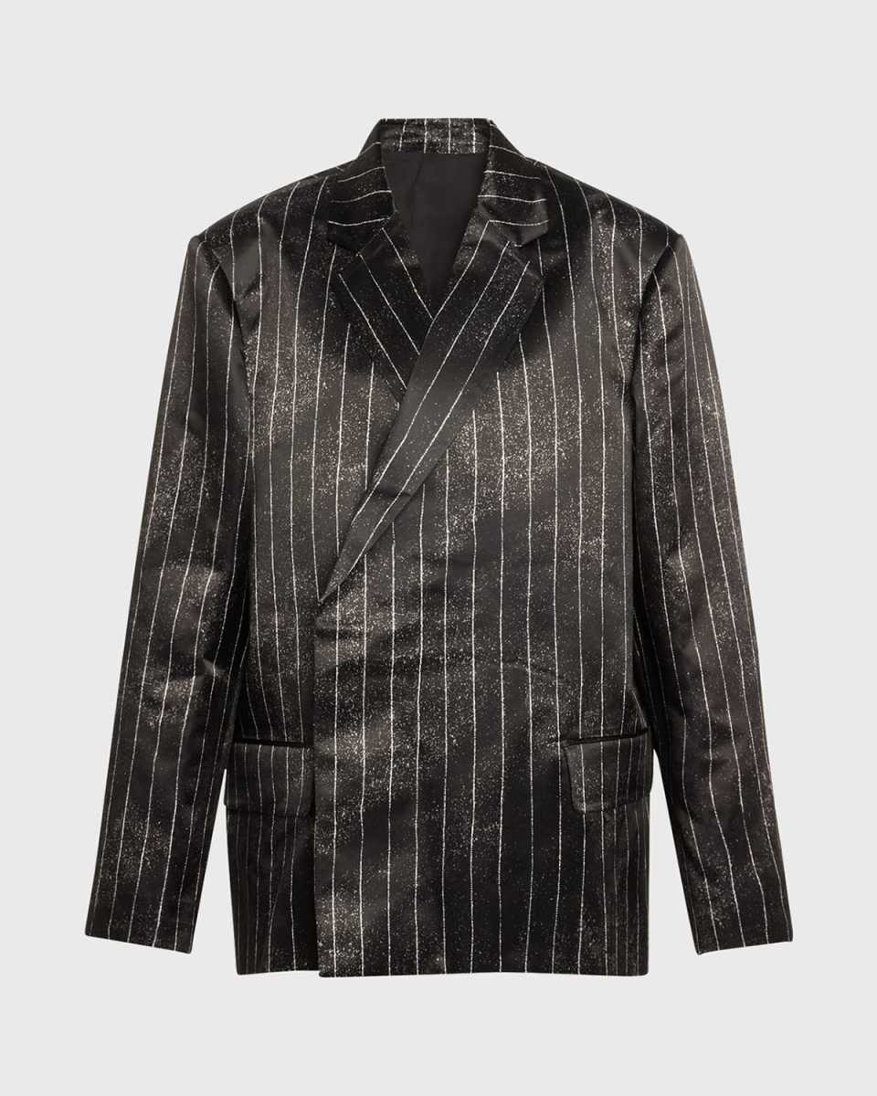Pinstripe Satin Oversized Tailored Jacket