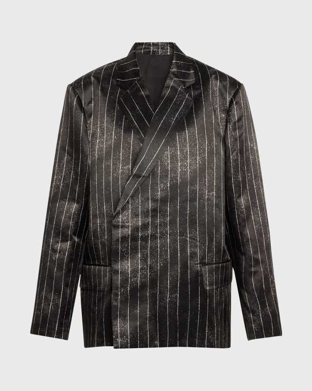 Pinstripe Satin Oversized Tailored Jacket