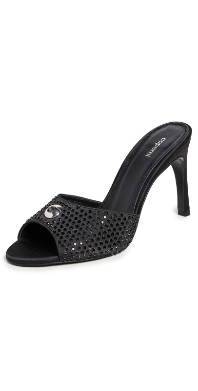 Coperni Crystal Embellished Logo Mules Black/Black