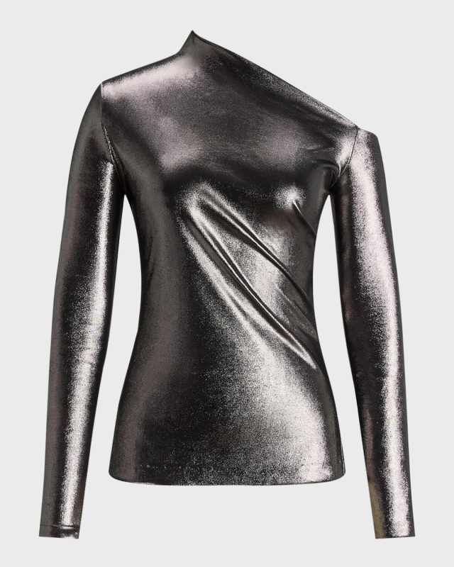 Off-Shoulder Laminated Jersey Top