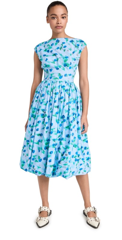 Marni Reverie Poplin Midi Dress Light Blue