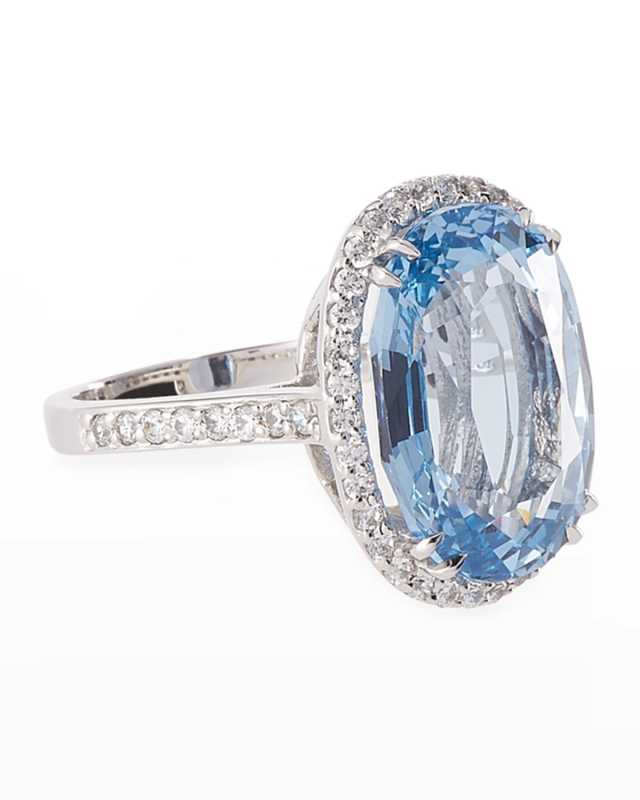 Oval Aqua Cubic Zirconia Ring