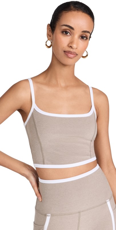 Beyond Yoga Spacedye New Moves High Cropped Tank Birch/Cloud White