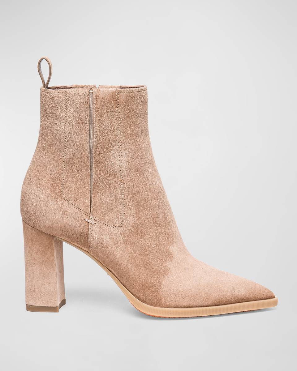 Estelle Suede Block-Heel Chelsea Booties