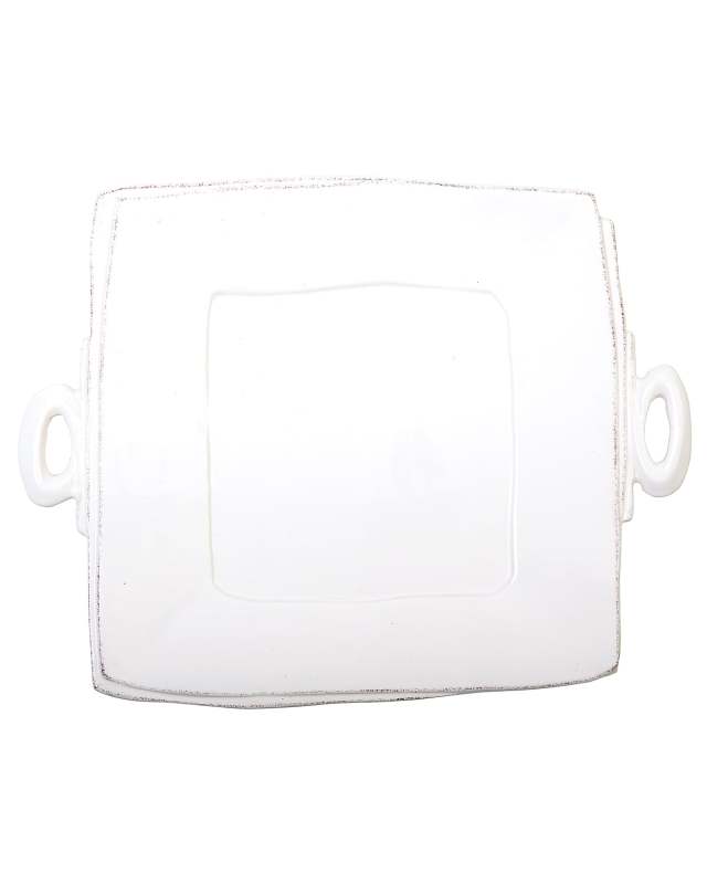 Lastra Square Handled Platter, White