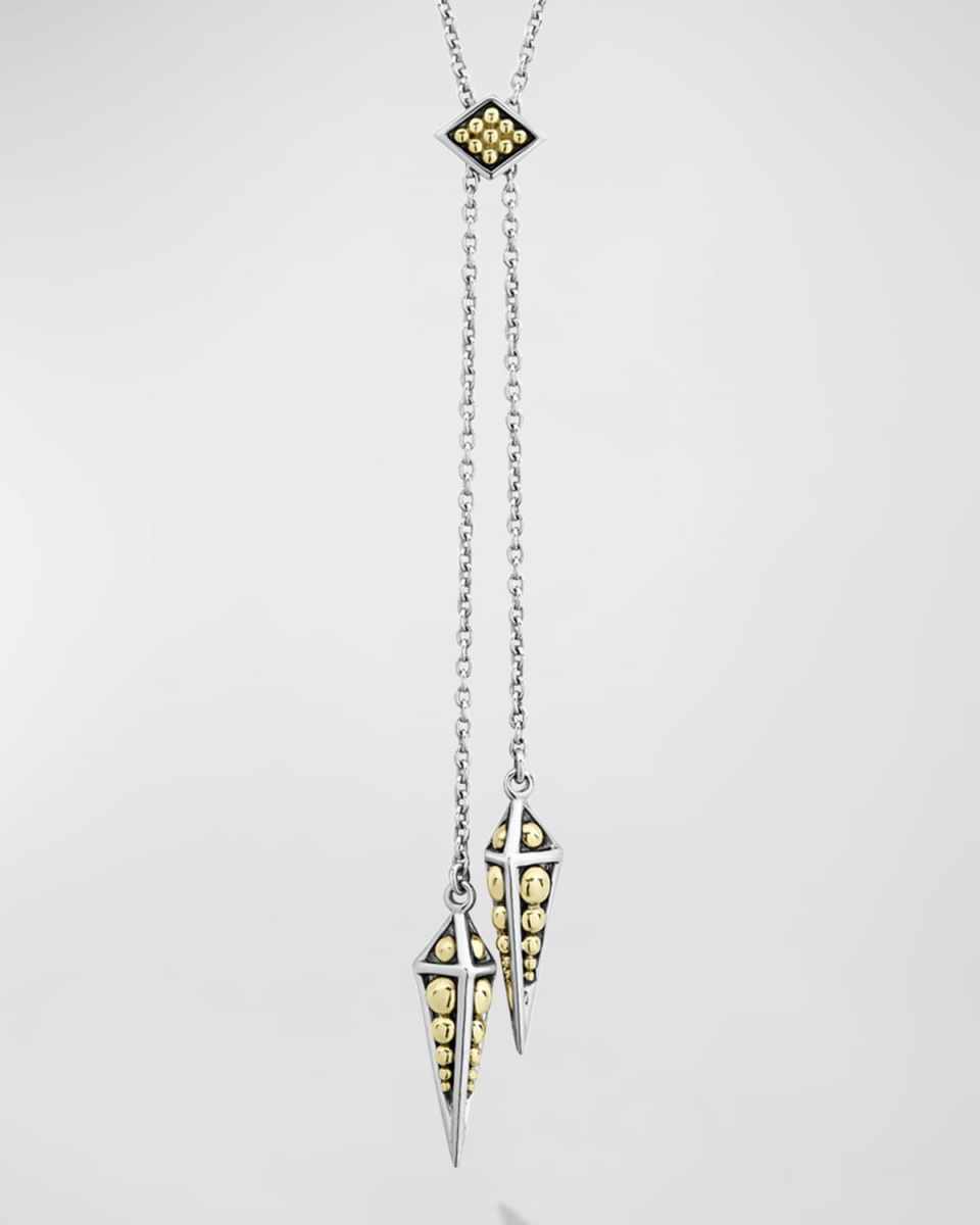 KSL 2-Tone Pyramid-Drop Lariat Necklace