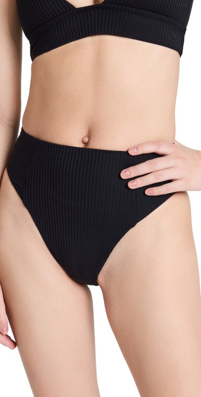 Vitamin A Sienna High Waist Bikini Bottoms Black