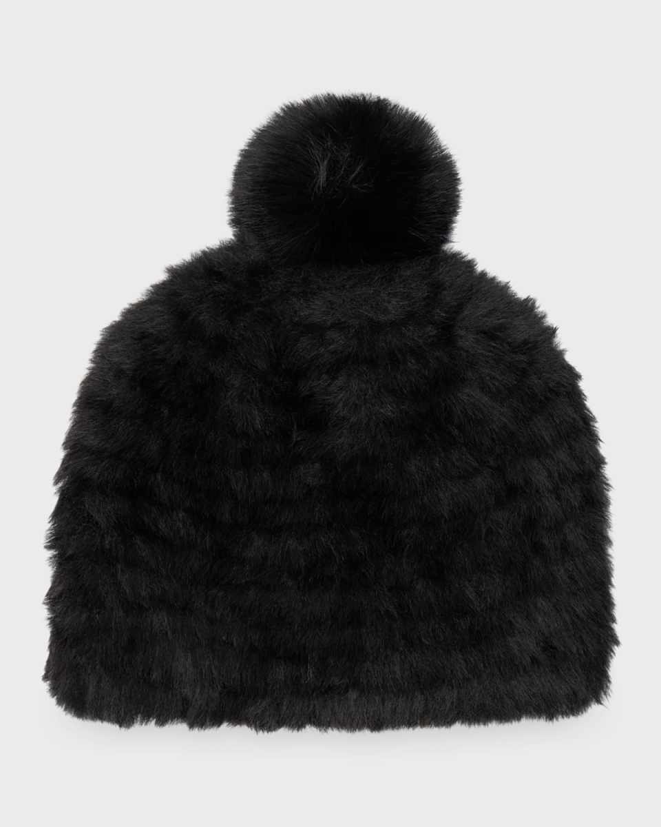 Fluffy Beanie With Faux Fur Pom