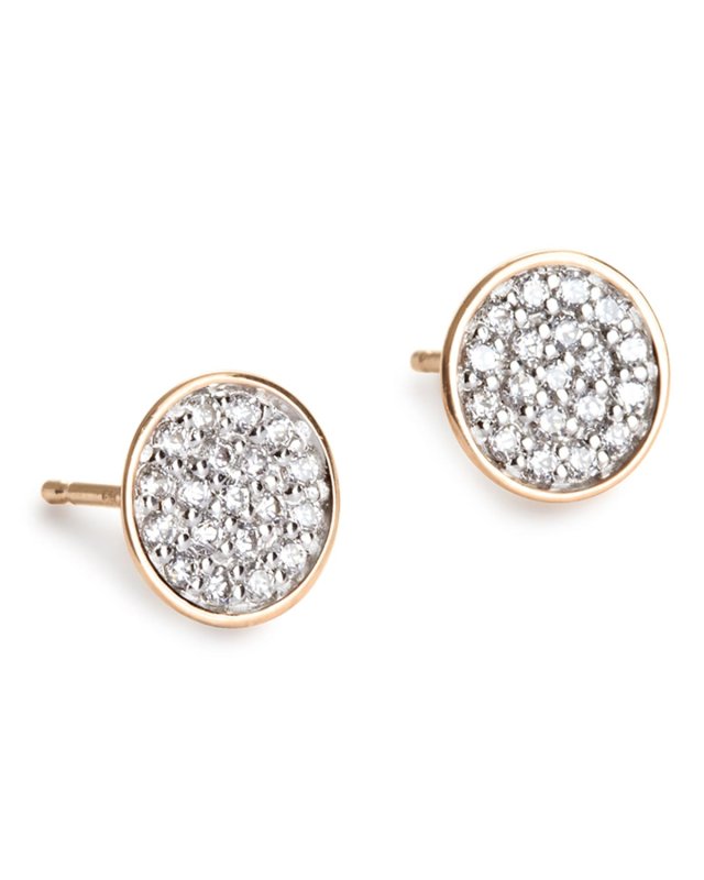 18k Rose Gold Sequin Diamond Stud Earrings