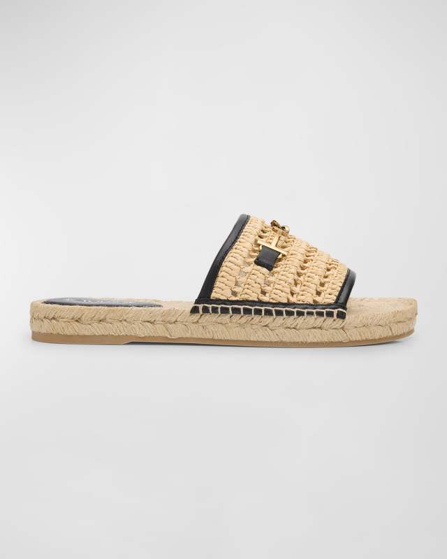 Raffia T-Ring Slide Espadrilles