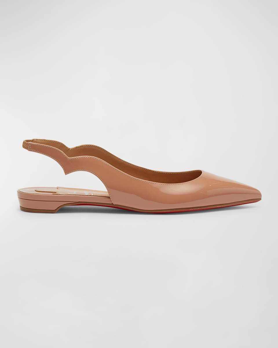 Hot Chickita Patent Red Sole Slingback Flats