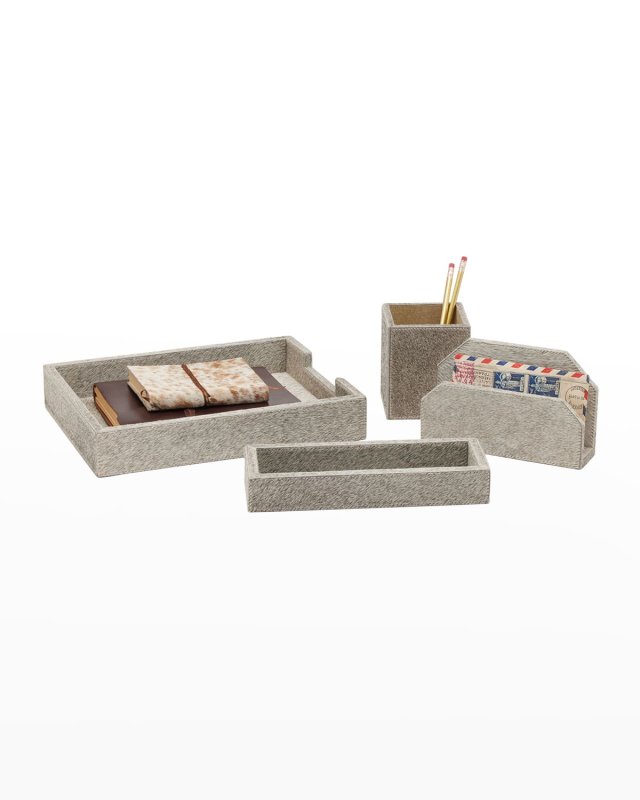 Hyde Gray Hairhide Desk Set