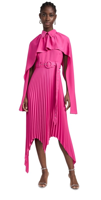 Thebe Magugu Scarf Pleated Dress Cerise Pink