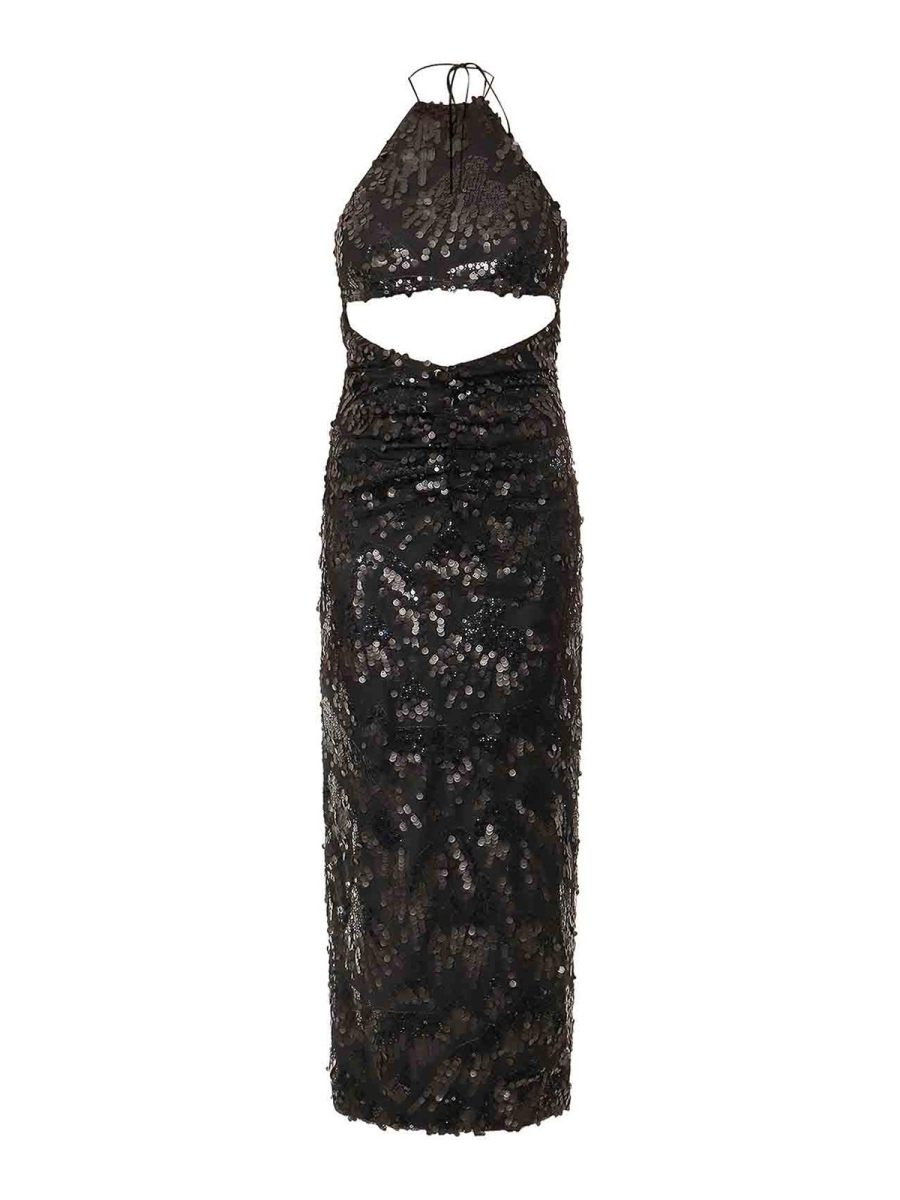 Rotate Birger Christensen Robe Au Genou - Noir