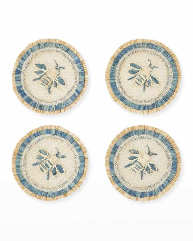 Bee Straw Coasters, Set of 4