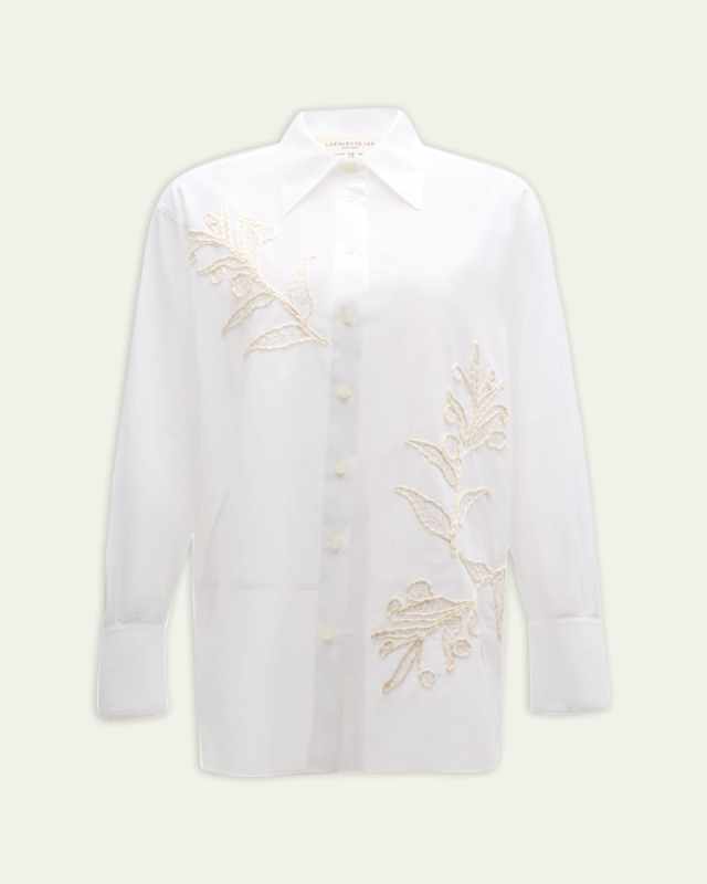 Oversized Embroidered Cotton Voile Shirt