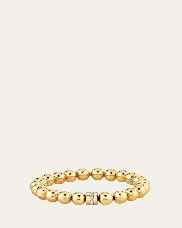 14K Yellow Gold Round Channel Set Rondelle Bracelet