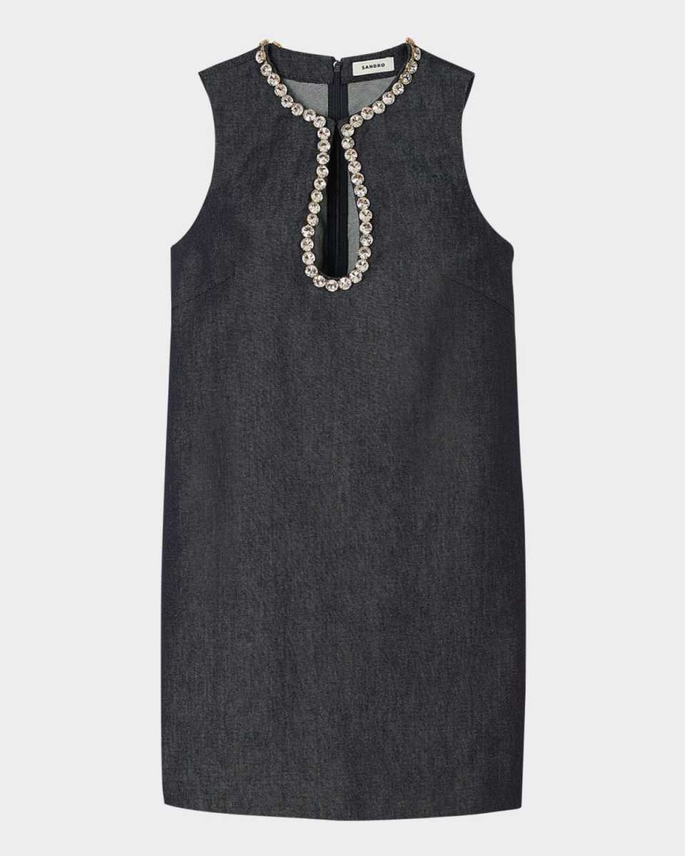 Twiggy Embellished Denim Mini Dress