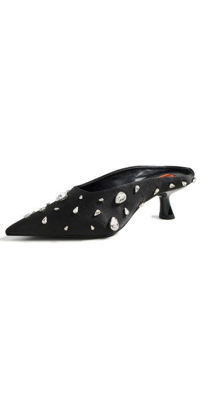 SIMONMILLER Teardrop Crystal Pointed Gala Mules Black/Clear