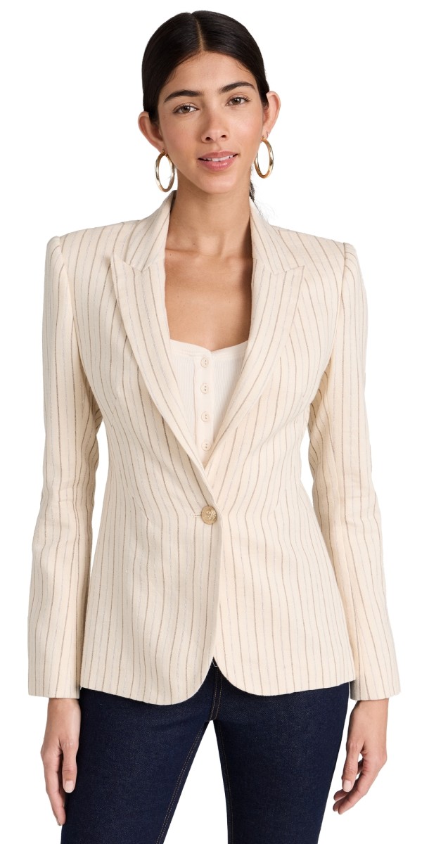 L'AGENCE Clementine Blazer Bone/Ivory Stripe